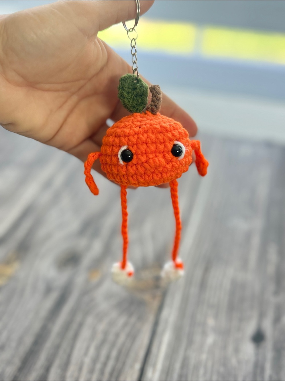 Handmade Crochet Orange Keychain Cute Amigurumi Fruit Bag Charm